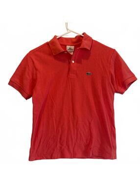 Lacoste Polo Shirt Boys Size 14 Red Short Sleeve Classic Logo Preppy